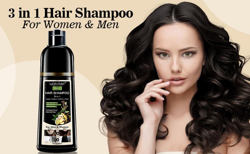 200ml 3-in-1 Black Hair Dye Shampoo Herbal Formula with Ginseng Covers Gray Hair Natural Plant Haircare Hair Mousse Conditioner Gentle