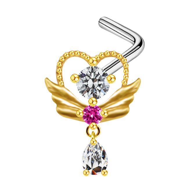 Heart-shaped navel ring, navel stud, navel ornament, water drop pendant, navel ring body piercing jewelry