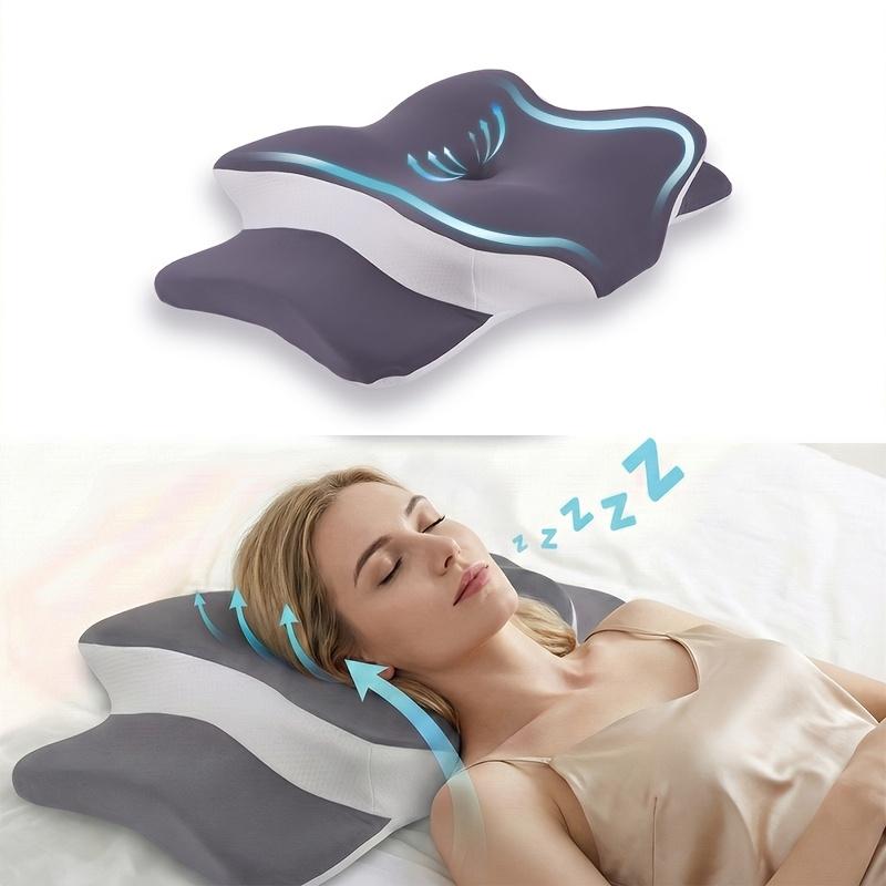 WKEFF Cervicalpillow, sleeping neckpillow, butterfly-shaped memory foam pillow, ergonomic cervical support pillow, rebound sleeping and neck relaxation pillow, bedding suitable for supine and side sleeping, sleeping pillow with machine washable pillowcase