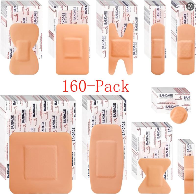 80&160 - Pack PE Flexible Adhesive Bandages, All - in - One Waterproof and Superbly Breathable Bandages with Cushioned Pad for Wound Care, Variety Pack with Finger & Knuckle Bandages