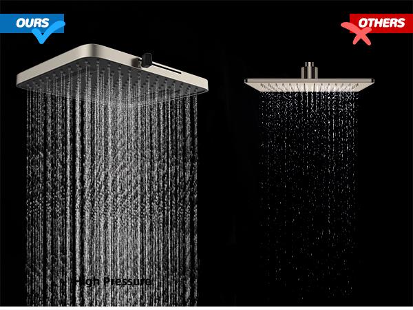 Hibbent Upgraded 13'' Shower Head Combo, High Pressure 5 Spray Rainfall Showerhead, 10 Spray Mode Handheld, All Metal Easy Reach 4-way Diverter with Pause Mode, 71'' Hose and Holder, Brushed Nickel