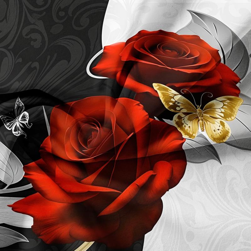 3 Counts/set Valentine's Day Love Letter Rose Pattern Duvet Cover Set including 1 Duvet Cover + 2 Pillowcases, Soft and Comfortable Decorative Bedding for Bedroom or Guest Room, Without Comforter