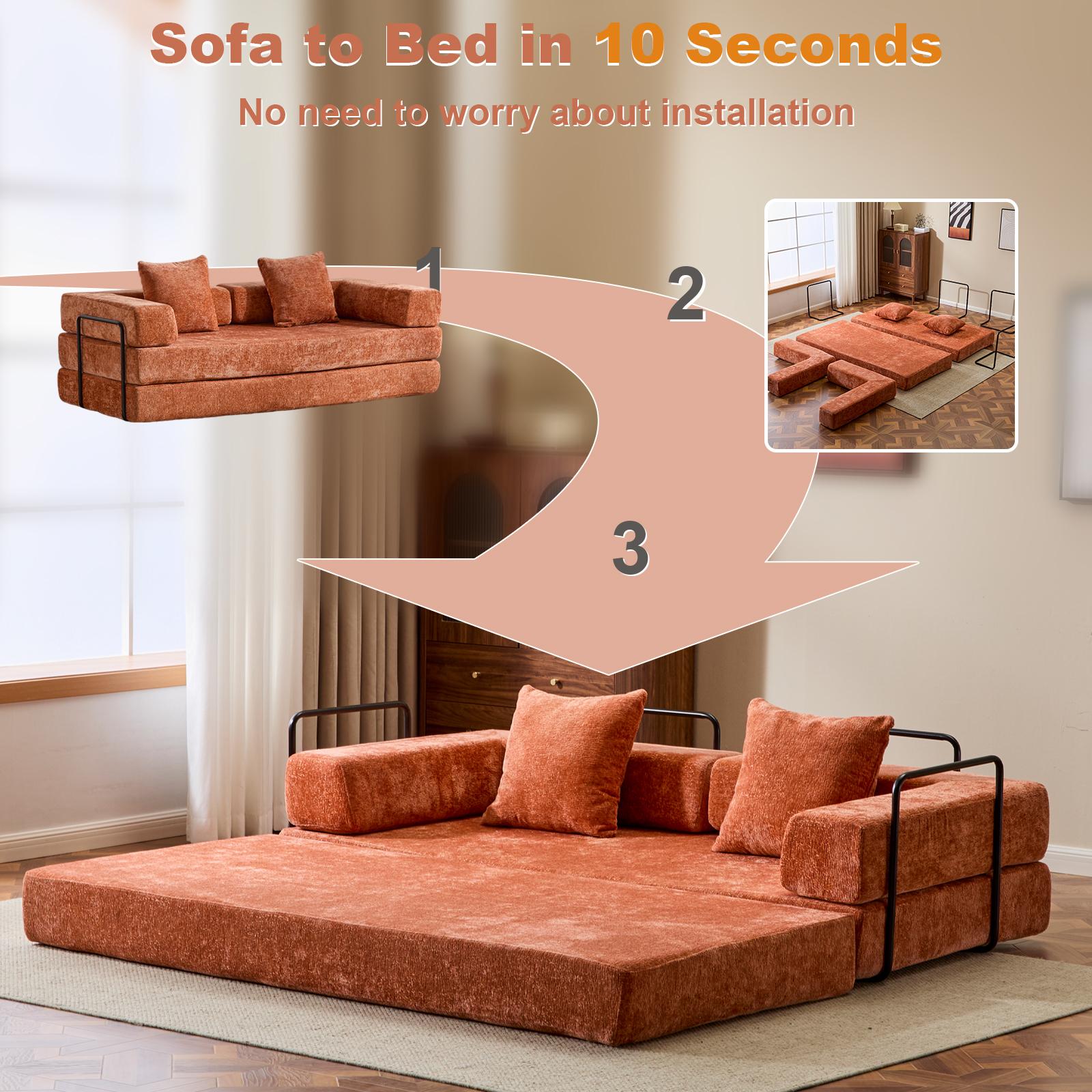 QAK 74‘’ Cloud Floor Sofa Bed High-Quality Convertible Comfy Corduroy Fabric, Premium Sponge Padding, Multi-Functional Floor Sofa & Mattress for Living Room