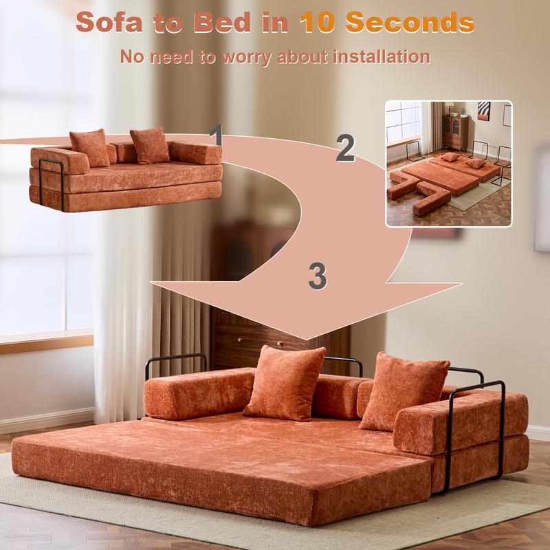 QAK 74‘’ Cloud Floor Sofa Bed High-Quality Convertible Comfy Corduroy Fabric, Premium Sponge Padding, Multi-Functional Floor Sofa & Mattress for Living Room