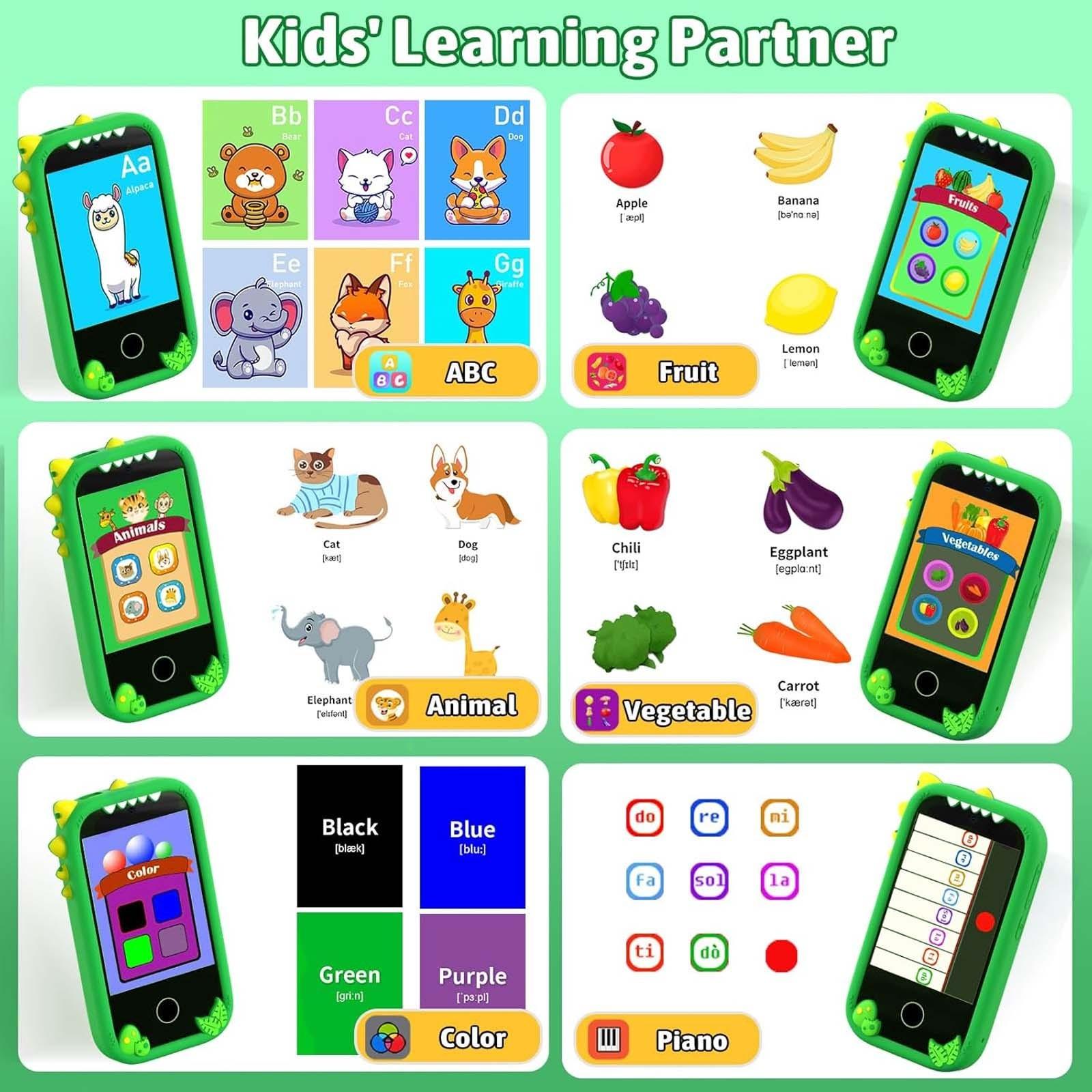 Kids Smart Phone Dual Camera Interactive Toy With 3 Hours Video Play Perfect Holiday Gift For Children