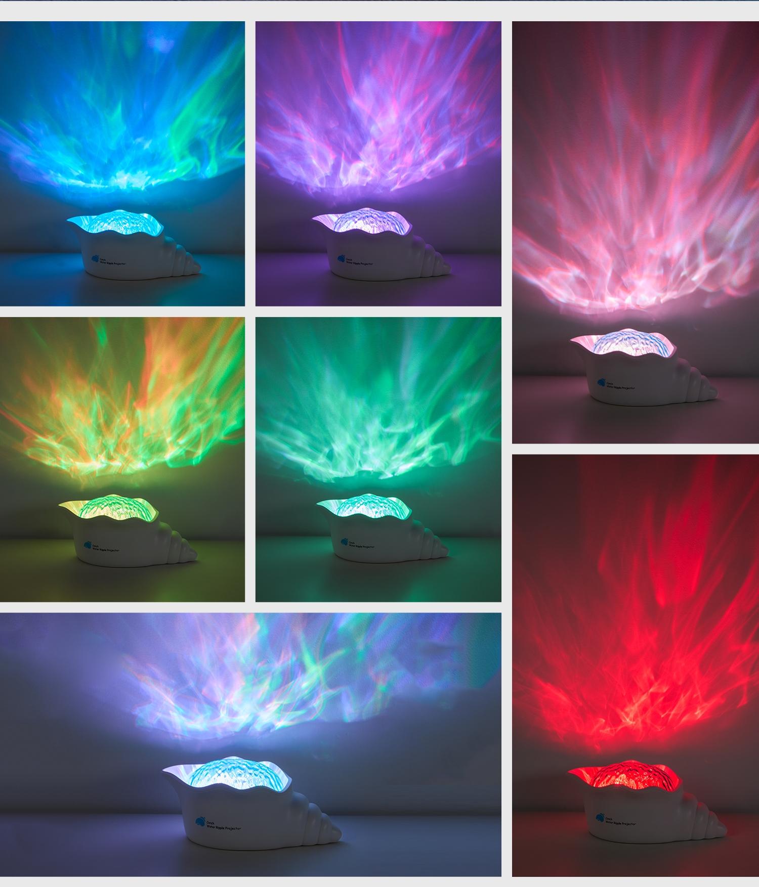 Seashell Starry Night Projector Lamp, 7 Colors Wave Atmosphere Light, 360° Rotating Ceiling, Romantic Gift for Girlfriend, Friends, Children, Atmosphere Lighting