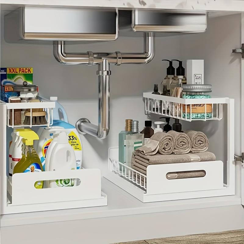 Kitchen Under Sink Slide Out Organizer, Double Layer Pull Out Cabinet Storage Rack, Multi-Purpose for Bathroom Cabinet Too