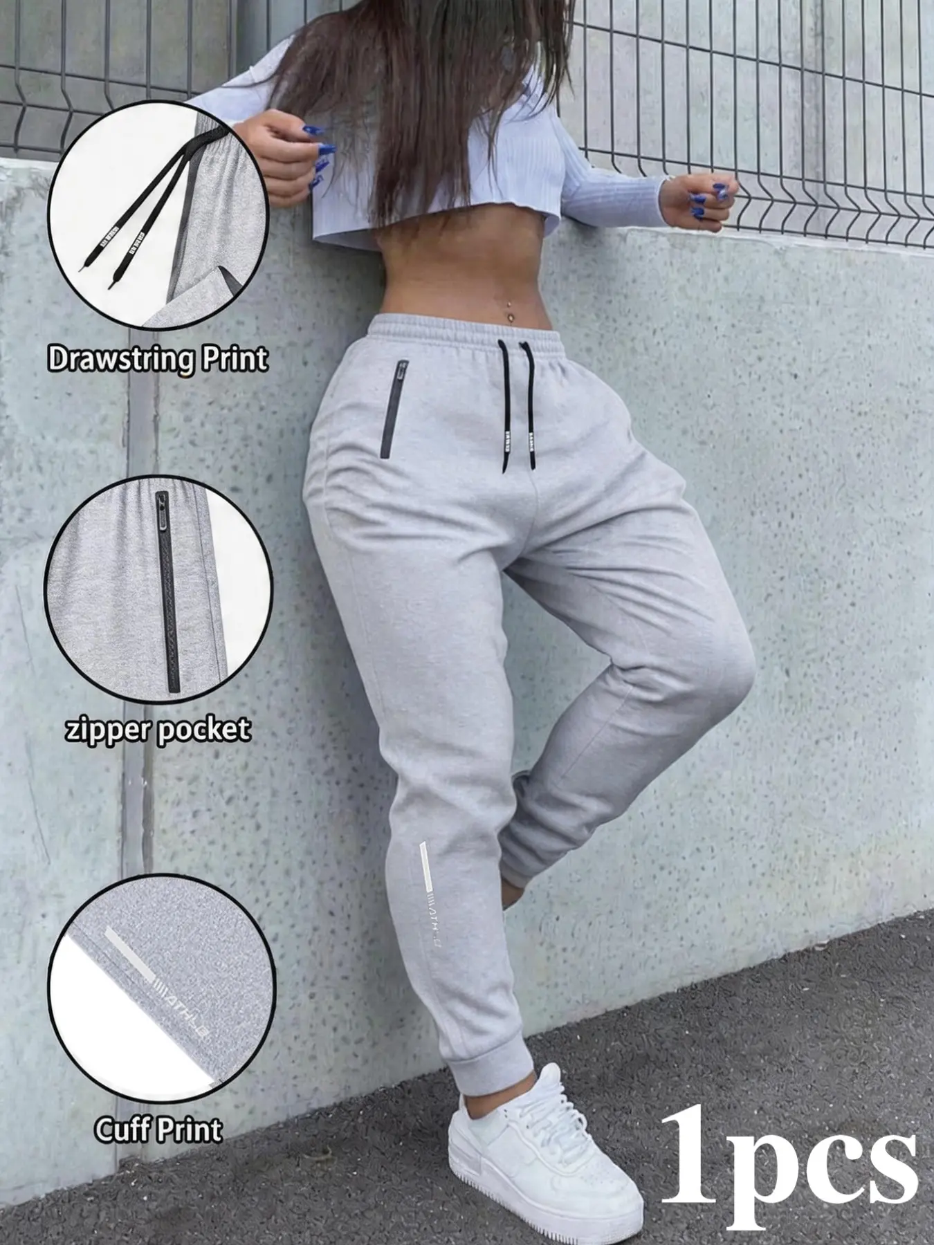 Women's Quick-Dry Breathable Sports Pants, Casual Sporty Pants with Side Zip Pockets, Printed Design, Ideal for Fitness and Running, Athleisure Fitness Bottoms, Breathable Athletic Bottoms, Gym Running Bottoms, Activewear Bottoms