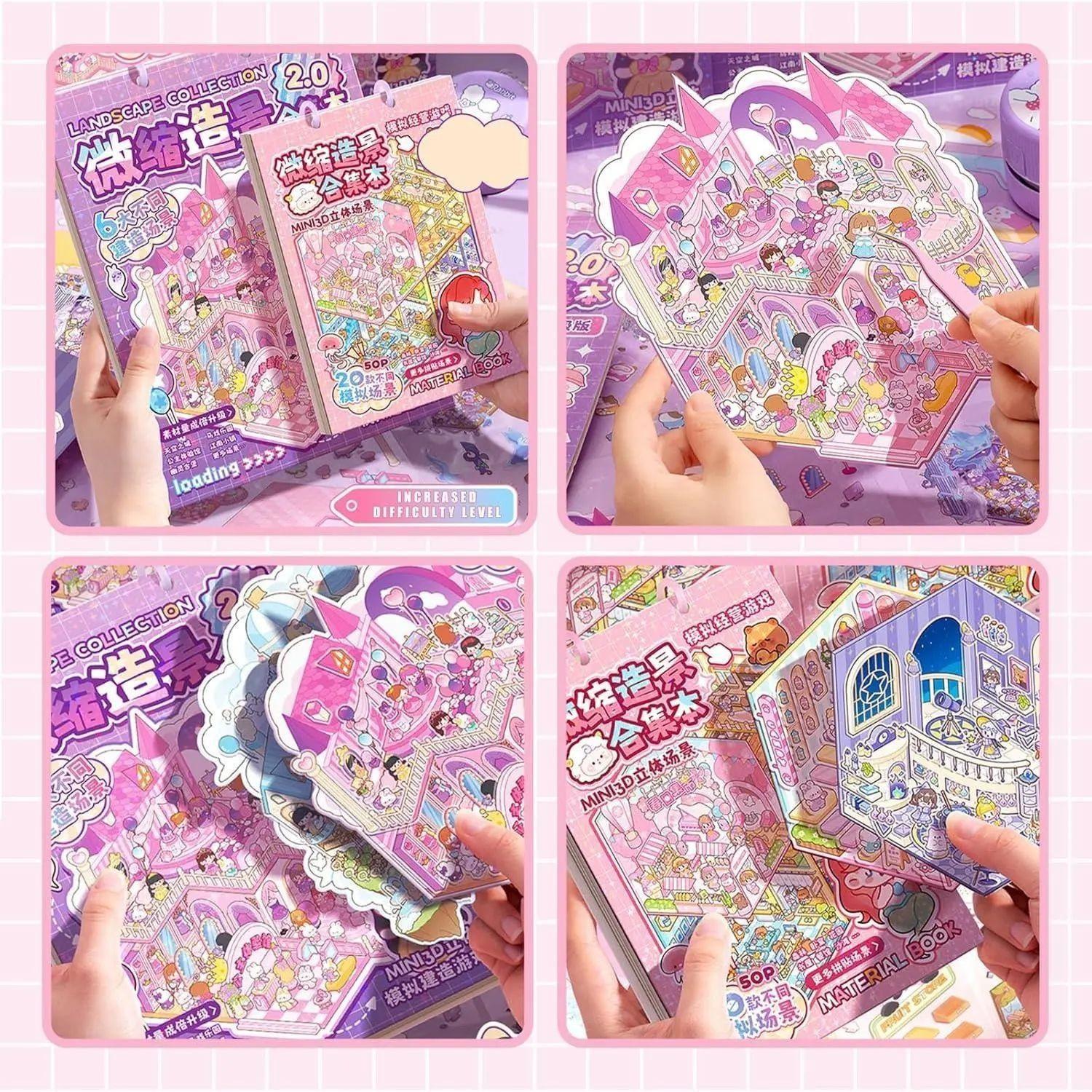3D Sticker Scene Book for Adults and Kids, DIY Landscape Stickers, Large and Medium Sizes, Creative Gift for Notebooks, Water Bottles, Scrapbooks, DIY Decorative Stickers