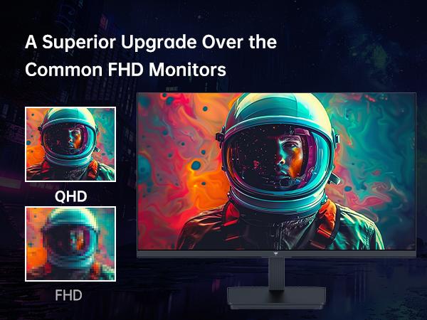 KTC 24" 2K QHD IPS 100Hz Computer Monitor, 2560*1440 1300:1 Contrast, HDR 10 Anti-Blue Light Screen, 122% sRGB, Adaptive Sync, HDMI2.0/DP/Earphone for Gaming and Office Working H24T27