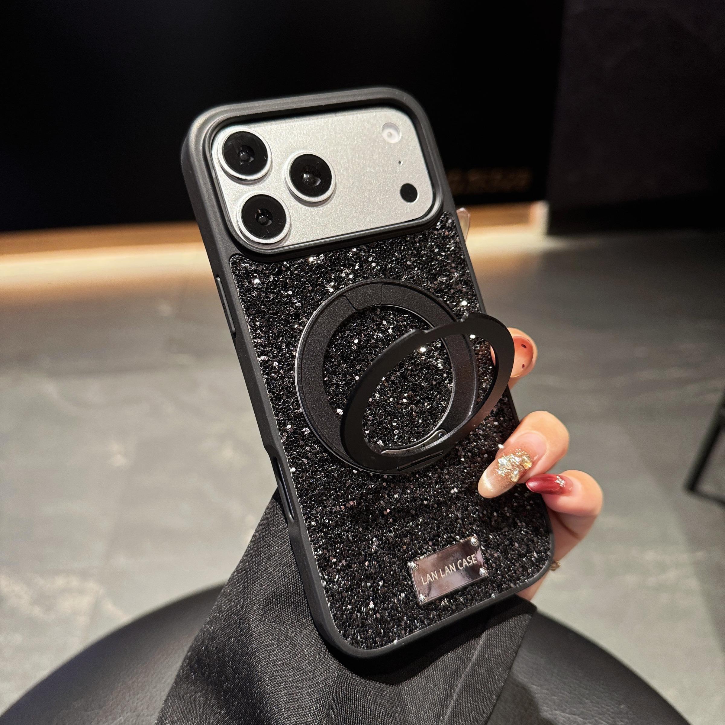 Women's Shell Compatible with iPhone 17/17 Pro/17 Pro Max, Glitter 360 Rotation Magnetic Stand, Apple Protective Case, iPhone Cover