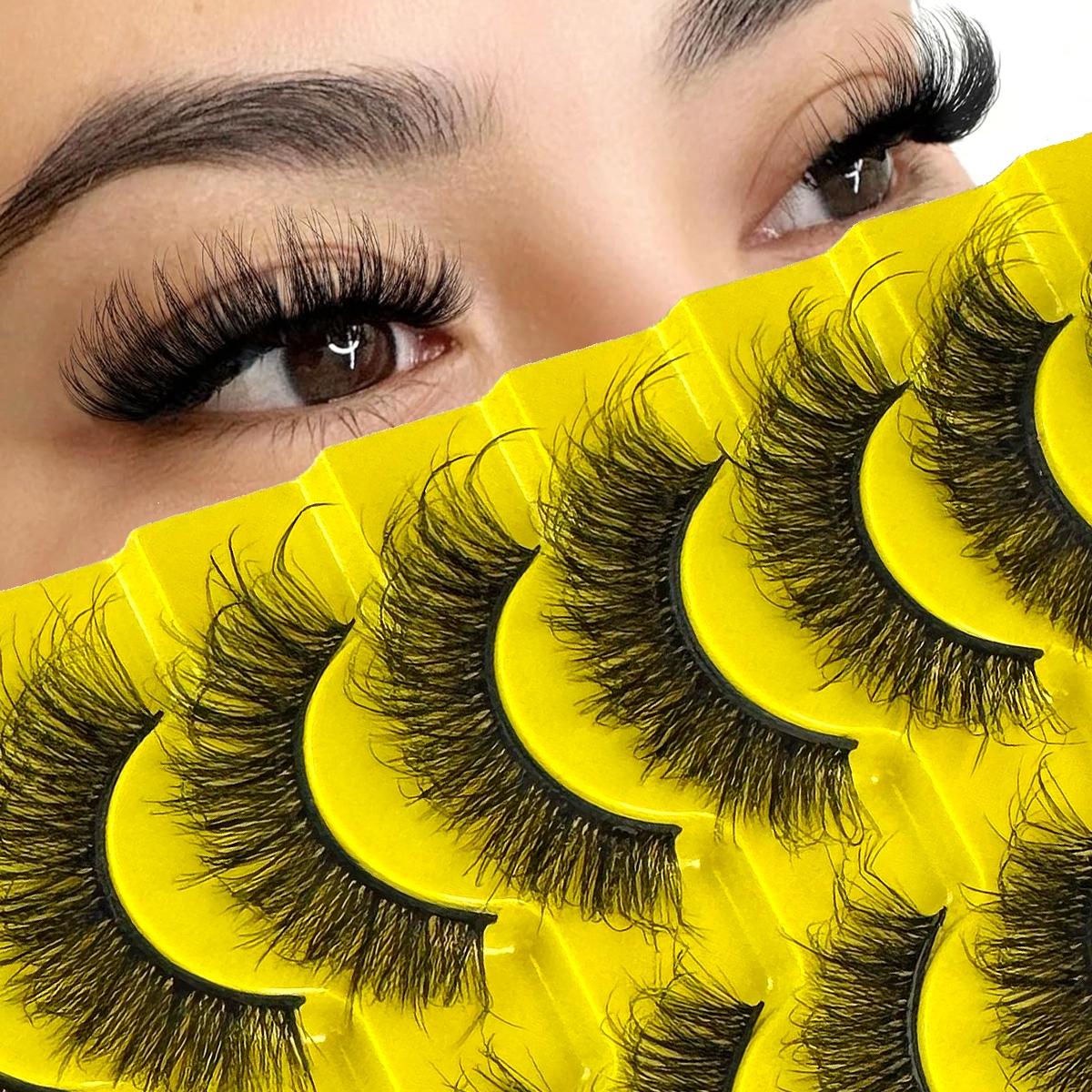 10 pairs of artificial mink false eyelashes, False Eyelash Set, 3D multi-layer fluffy eyelashes, thick and soft cat eye eyelashes, 10-18mm, suitable for beginners, reusable, black, creating a dramatic thickening effect