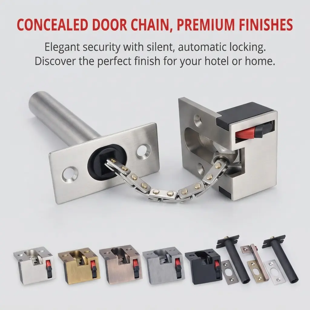 Concealed anti-theft chain for hotels, special bolt door latch for hotels and guesthouses, concealed anti-theft door safety chain