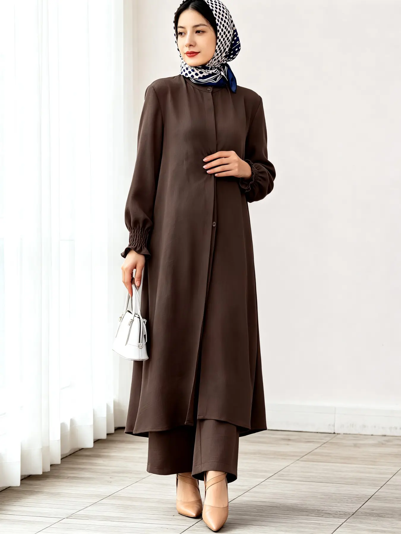 Middle East Ramadan Robe Set, Islamic Clothing Set, Fashion Muslim Set, Loose Fit Abaya Modesty Women's Two-Piece, Long Sleeve Shirt and Pants, Plus Size, Outfit Sets Women, Spring and Fall