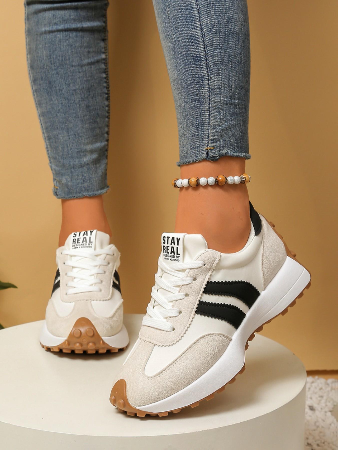 Spring Summer Retro Aggressive Shoes Women, Imitated Deer Skin Material, Casual Training Shoes, Anti-Slip Thick Sole, Outdoor Shopping Commute