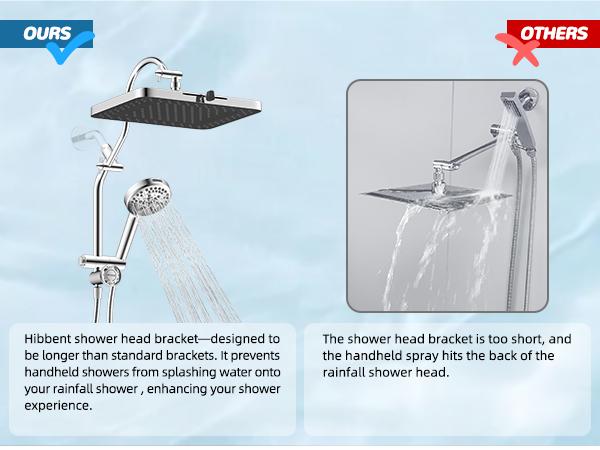 Hibbent Upgraded 5-spray 13'' Shower Head for Easy Reach, High Pressure Rainfall Showerhead Combo with 10-mode Handheld Spray, cUPC Certified ,12'' Extension Arm, 4-way Diverter, 71'' Hose, Showerhead Holder, Chrome Hibbent Upgraded 5-spray 13'' Shower Head for Easy Reach, High Pressure Rainfall Showerhead Combo with 10-mode Handheld Spray, cUPC Certified ,12'' Extension Arm, 4-way Diverter, 71'' Hose, Showerhead Holder, Chrome