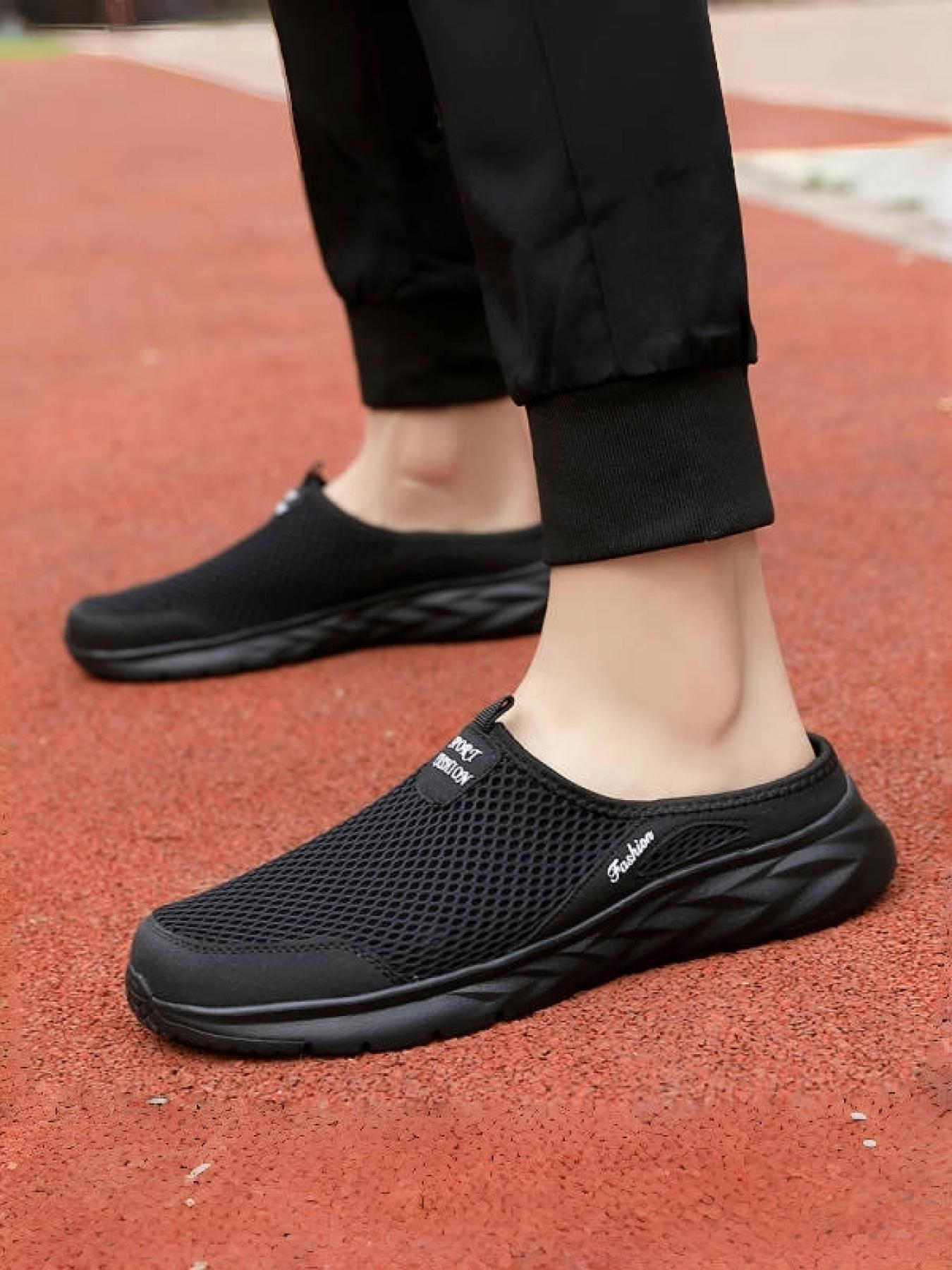 Men's Gray-White Color-Block Mesh Closed-Toe Slippers: Breathable Mesh + Lightweight Rebound, Indoor & Outdoor Dual-Use Sandals