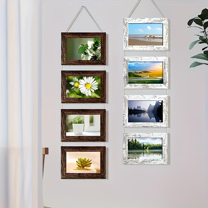 4-link wooden frame with glass - featuring a rotating plate, a 4x6 size photo display stand for collage, a hanging art wall tabletop display stand - for homnd - for home decoration, room aesthetic decoration - wedding, moving house, Christmas, Halloween