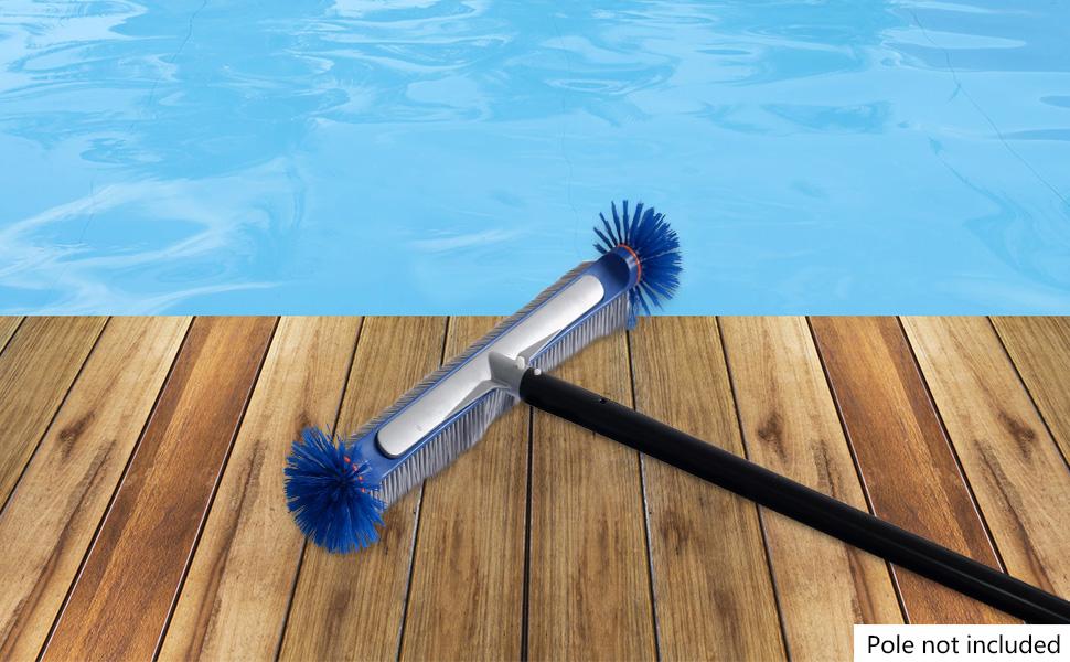 Poolwhale Professional 17.5" Floor & Wall Pool Cleaning Brush with Tough Around Nylon Bristles Poolwhale Professional 17.5" Floor & Wall Pool Cleaning Brush with Tough Around Nylon Bristles