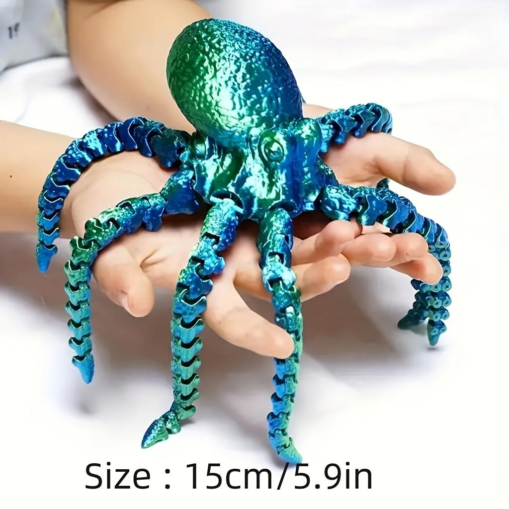 1pc 3D Printed Poseable Octopus/squid Model, Articulating Figurines, Moving Joints, Heavy-Duty Plastic, Multi-Color, Educational Toy, Home Decor, Articulating Miniatures