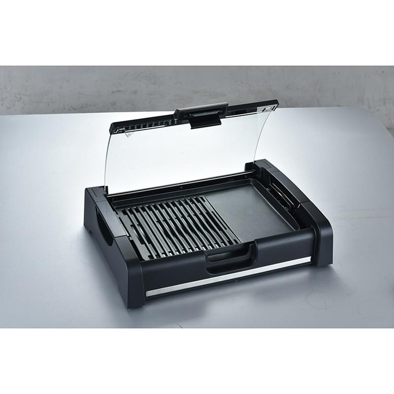 1200W 2 in1 Grill Griddle Plates Smokeless Indoor Grill Electric Griddle w/cover, 10 X 14" Adjustable temperature control,closed usable for power heating, make food Juice.