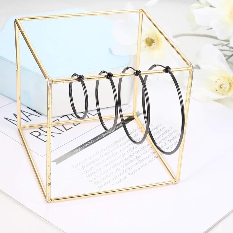 LOYALLOOK 4 Pairs Stainless Steel Clip On Hoop Earrings for Women Fake Hoop Earrings Spring Hoop Earrings For Non-Pierced Ears