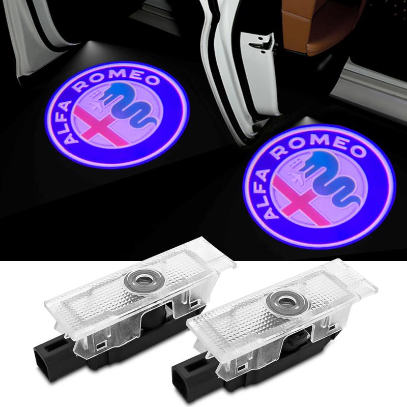 LED Car Door Logo Projector Ghost Shadow Welcome Lights Accessories Led Step Lights For Alfa Romeo 159 147 156 4C 8C 166 Giulia Giulietta Mito GT Stelvio Brera Spider