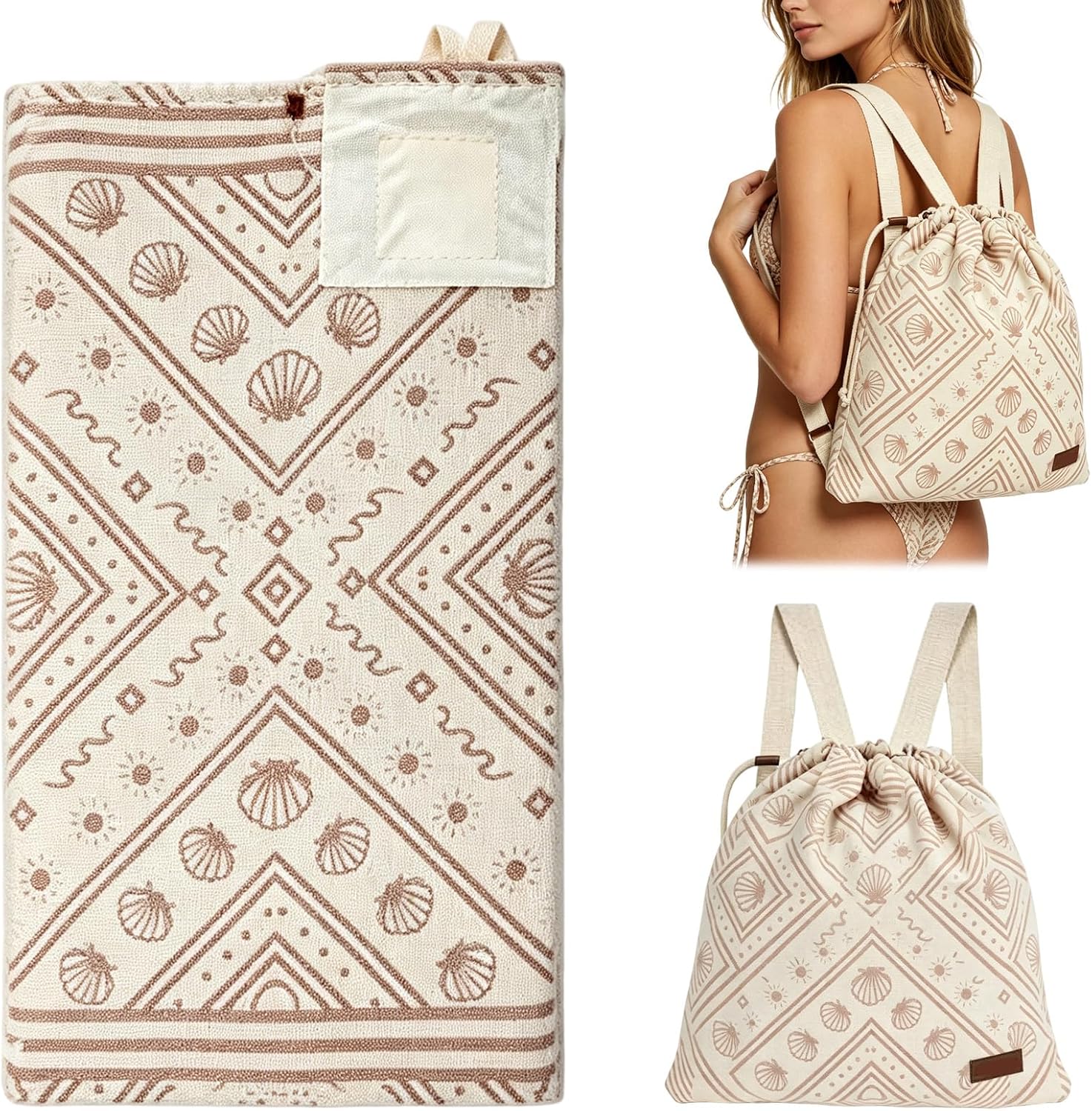 2026 New 2 in 1 Convertible Backpack Towel, Oversized Microfiber Beach Blanket with Inner Zip Pocket, Sand Free, Lightweight and Quick Dry for Beach and Travel