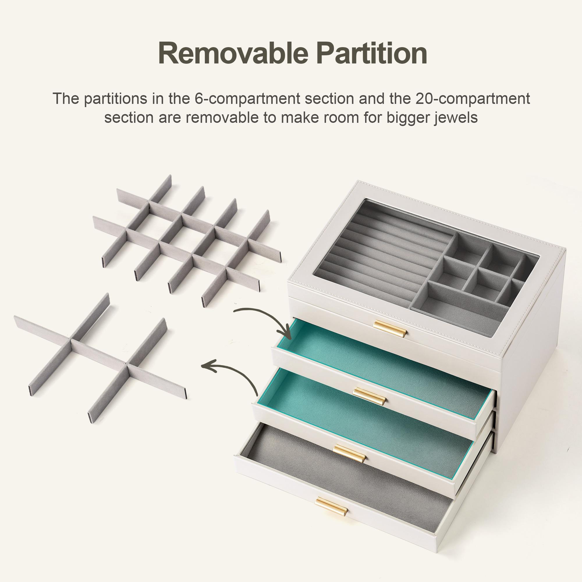 Jewelry Box Organizer with Clear Lid, Large Jewelry Storage Unit, with Drawer, Modern Style, Perfect Women's Gift for Home Decor, Jewelry Organizer Armoire, Durable PU Leather Material Jewelry Organizer