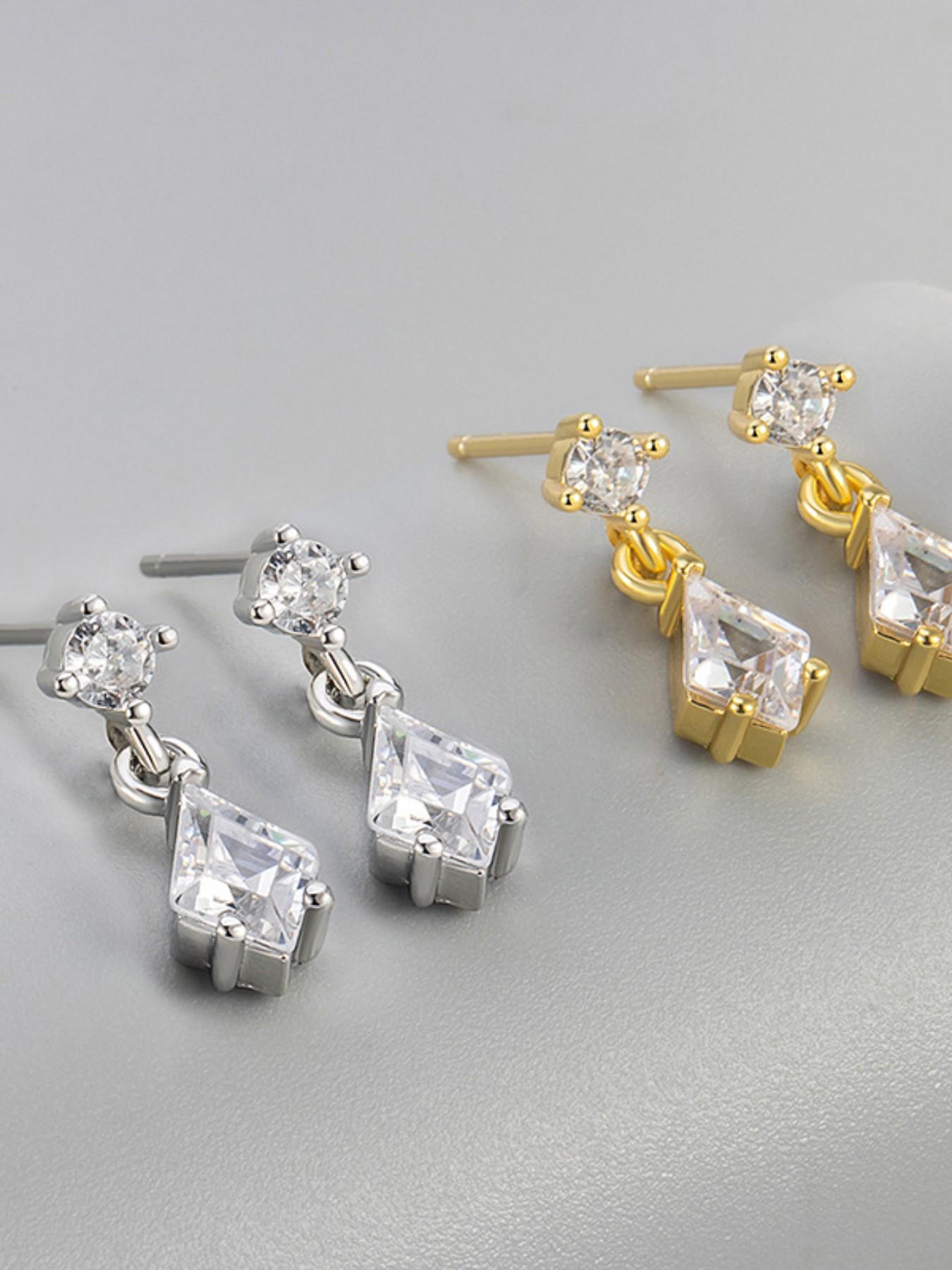 Adorable Waterdrop Zircon Earrings, Delicate Small Diamond Studs, Unique Non-Repeat Design, Silver Color, Perfect for Daily Wear