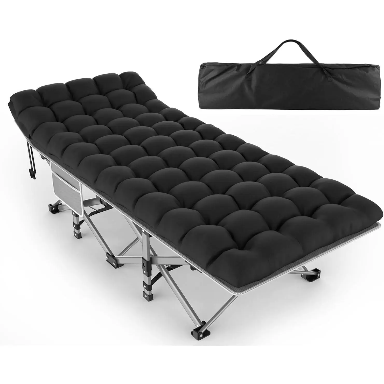 Comfortable Sleeping Space, Soft Mattress, 500LBS Capacity, 1200D Oxford Fabric, Sturdy Frame for Camping, Travel and Guests Folding Camping Cot for Adults, 28" Heavy-Duty Portable Cots Bed