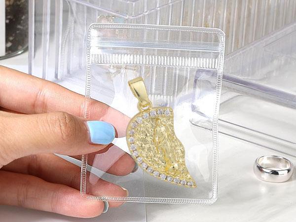 Aprilery Acrylic Jewelry Box Organizer, Clear Storage for 20 Portable Jewelry Bags, Travel Case for Earrings, Rings, Necklaces for Women