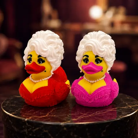 Charming Duck Figurine, Blonde Singer-Inspired Duck Collectible, Novelty Desk & Shelf Decor, Fun Gift for Music Fans