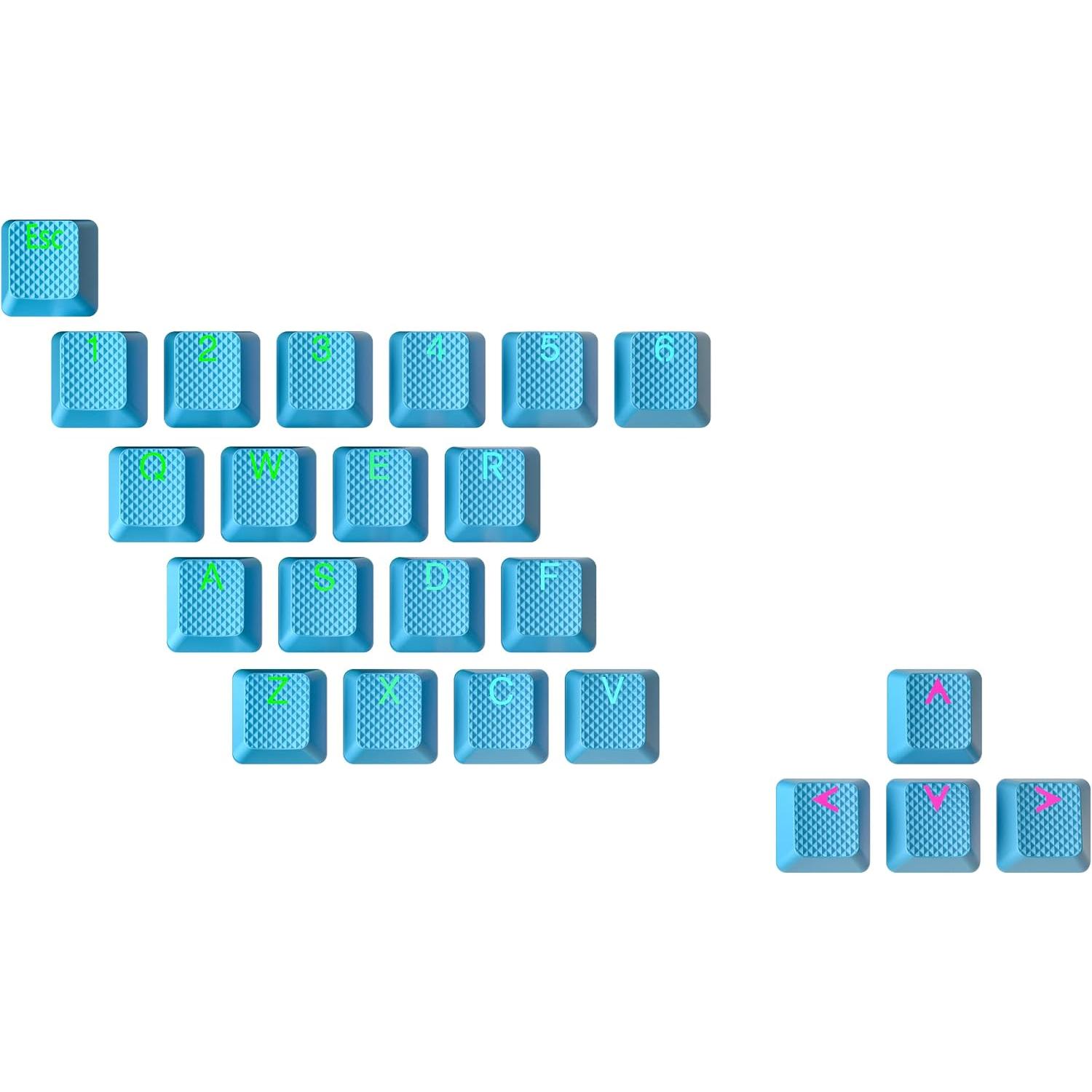 Rubber Keycap Set | Double Shot Translucent | OEM Profile for Mechanical Gaming Keyboard (Prism , 23 )