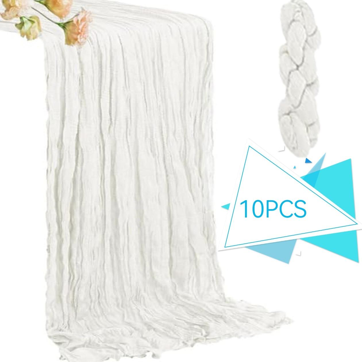 10 Pcs Sage White Table Runner Bohemian Country-Style Table Runner, Suitable for Weddings, Baby Baptism Parties and Holiday Decorations