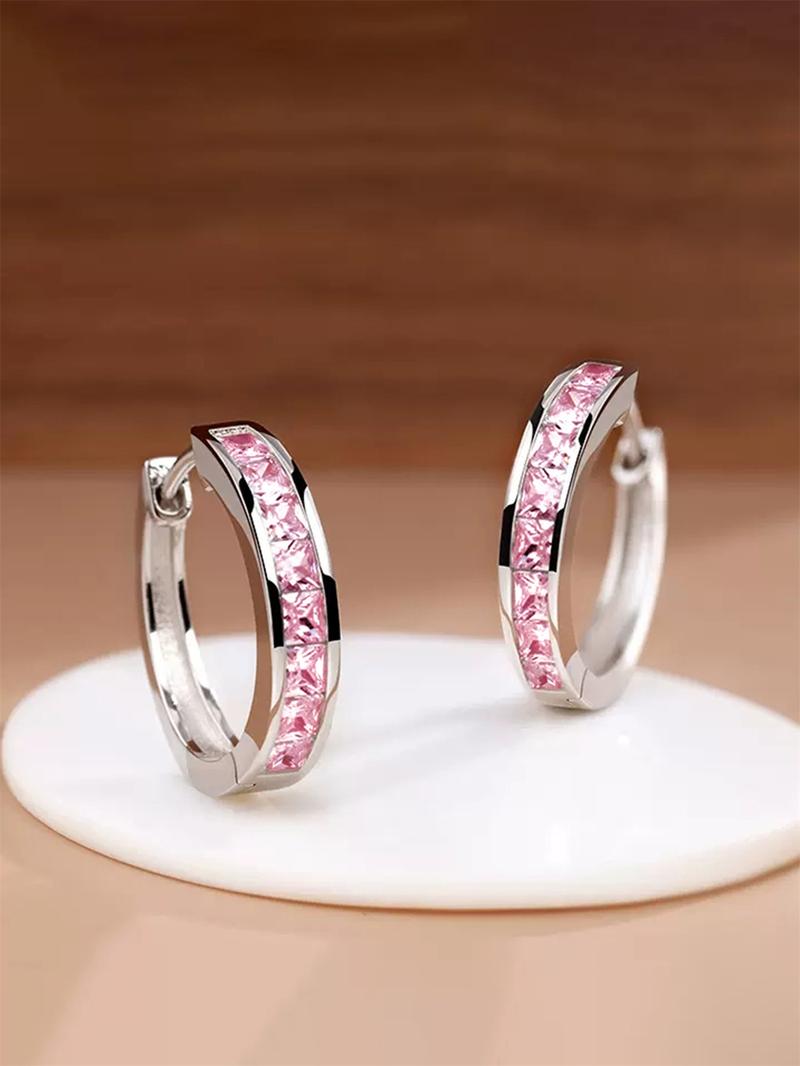 Summer 2024 Women's Elegant Rhinestone Decor Hoop Earrings, Fashionable Party Accessories for Anniversary, Engagement, Bridal Party, Wedding, Valentine's Day Gift