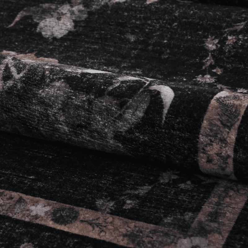 Brown Washable Faux cashmere Area Rug,Indoor Home Decor Rug,vintage printed carpet,Boho Vintage Distressed Non-Slip Low-Pile Non Slip Carpet for Living Room,Dining Room,Office, 5x8ft,6x9ft