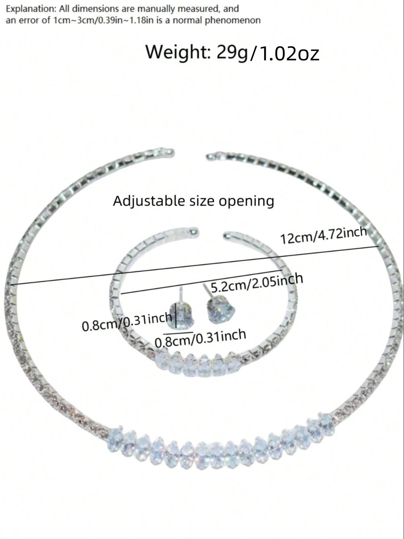 Women's Elegant Rhinestone Decorated Jewelry Gift Set, Exquisite Trendy Necklace & Earrings & Bracelet, Chic Fashionable Jewelry Set for Party & Daily Clothing Decor, Matching Jewelry Set, Jewellery Gift Set