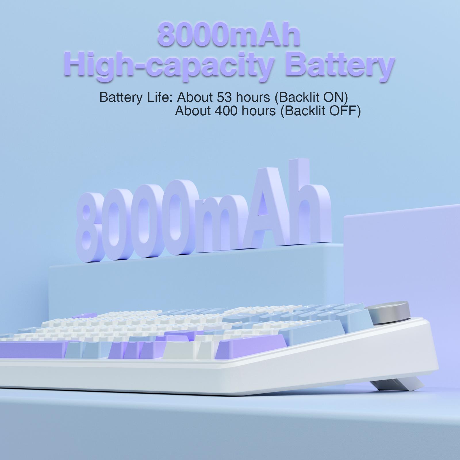 AULA F99 Pro Wireless Mechanical Keyboard with Knob,Tri-Mode BT5.0/USB-C/2.4GHz Hot Swappable Keyboard,Pre-lubed Switches,Gasket Structure,RGB Backlit Computer Gaming Keyboard (White&Blue&Purple)   college school supplies TikTokShopfalldealsforyou