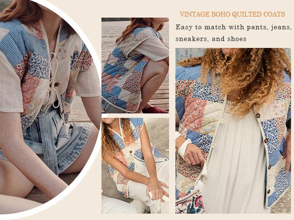 Women's Cropped Puffer Jacket Lightweight Floral Printed Open Front Quilted Coat Winter Warm Outwear