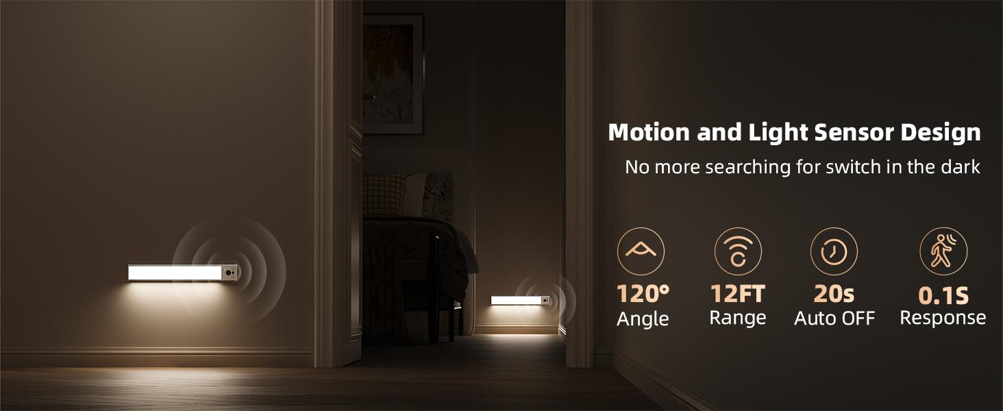 【SummerVibes】Under Cabinet Lighting 1/2/4 Pack Closet Light Motion Sensor Indoor Dimming USB Rechargeable LED Stick on Lights for Bedroom Kitchen Stair 16inch 【SummerVibes】Under Cabinet Lighting 1/2/4 Pack Closet Light Motion Sensor Indoor Dimming USB Rechargeable LED Stick on Lights for Bedroom Kitchen Stair 16inch