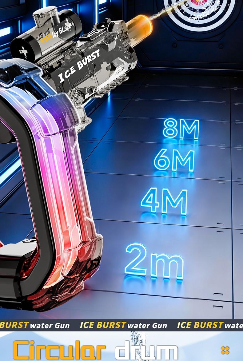 Electric Water Gun with LED Light, Automatic Squirter, Dazzling Outdoor Playtoy for Boys & Girls, Ideal Summer Accessory