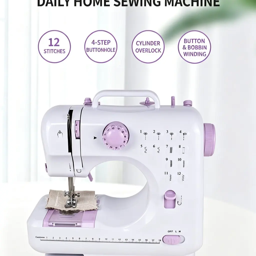 Portable Mini Sewing Machine with 12 Stitch Patterns, Interchangeable Presser Feet, DIY Craft Sewing Machine for Beginners