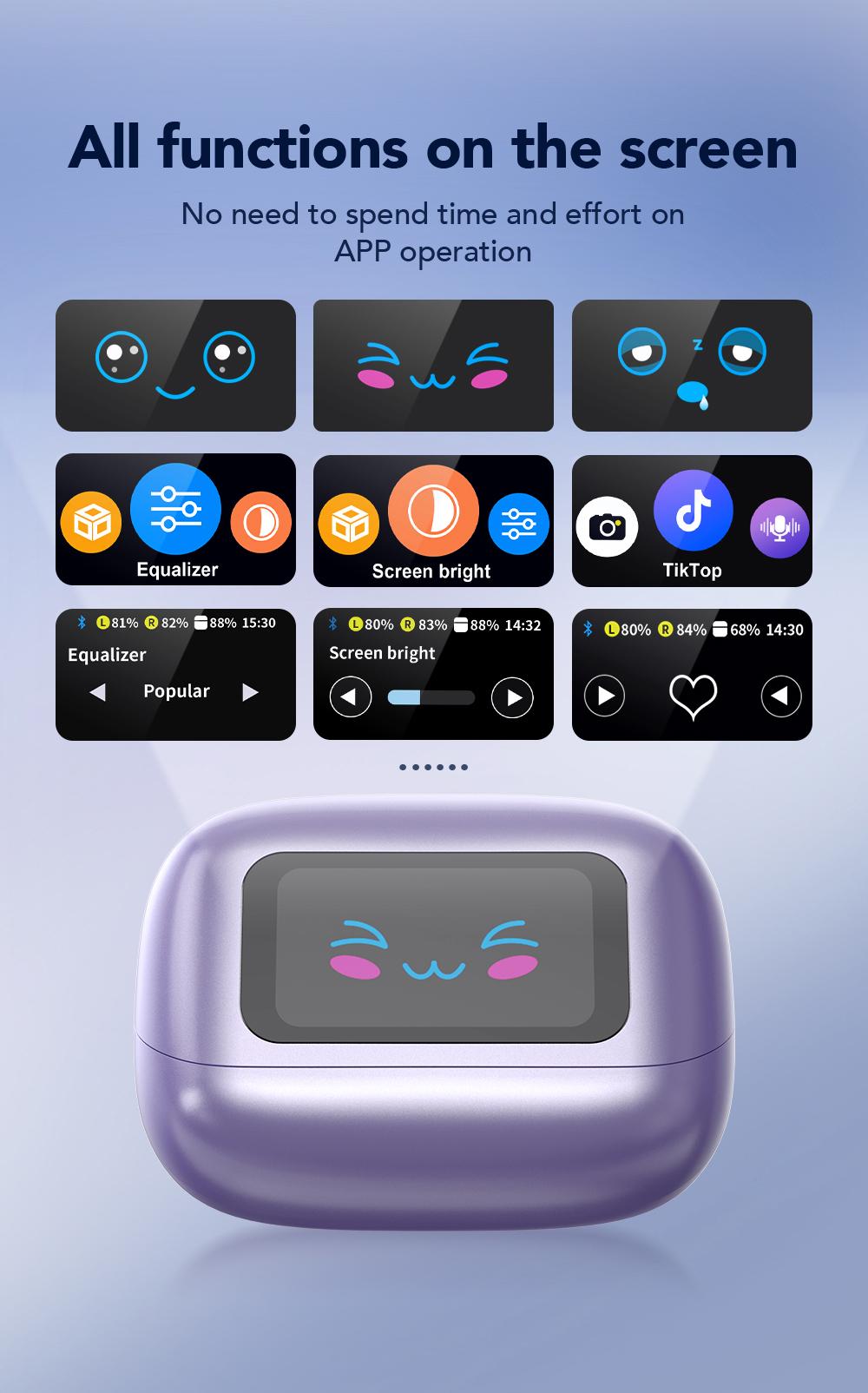 MINISO MS199 Translation Clip On Ear Headphones Full Color Touch Screen, Audio Wireless Headphones Support 135 Languages Real Time Bluetooth Translation Built-in Microphone for Music & Phone Calls,Sport Waterproof & Sweatproof