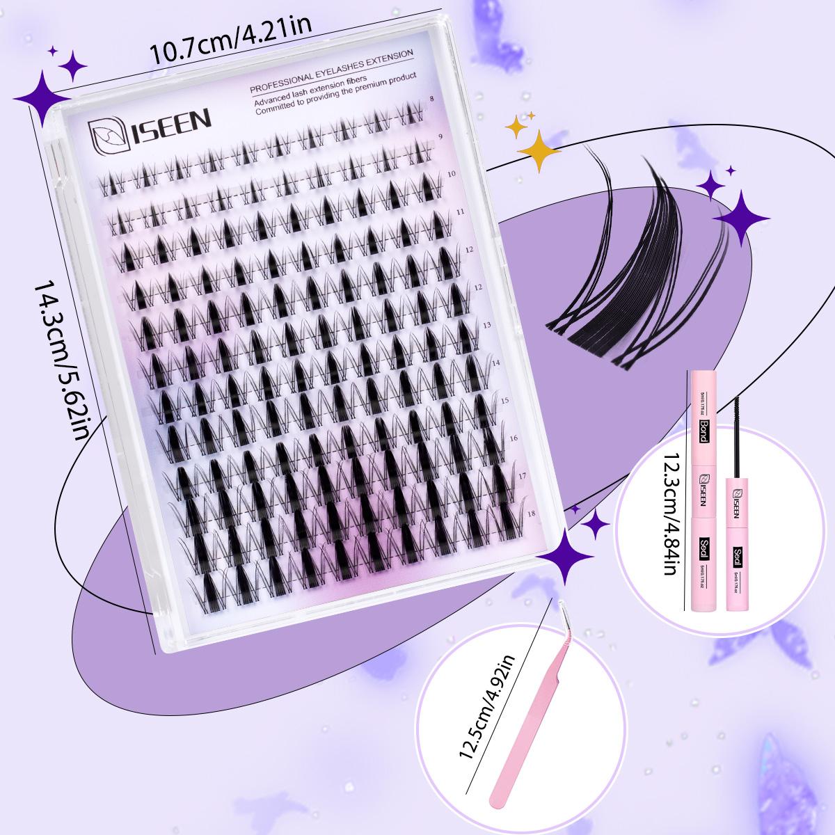 Lash Clusters Kit Manga Lash Individuals False Lash Extension Lash Extension Kit 8-18mm Volume Cluster Eyelashes Wispy C-Curly DIY Cluster Eyelash Extensions Kit Eyelash Glue Extension with Bond&Seal&Eyelash Tweezers