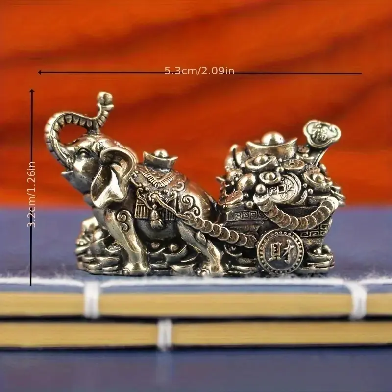 Collectible Figurines ,Brass Elephant Decoration, Treasure Bowl Elephant Pulling Cart Home Craftsmanship, All-Copper Living Room Office Opening Gift Decoration Company Feng Shui ornaments, wealth-gathering mascot ornaments, lucky decorations tiktokshopbac