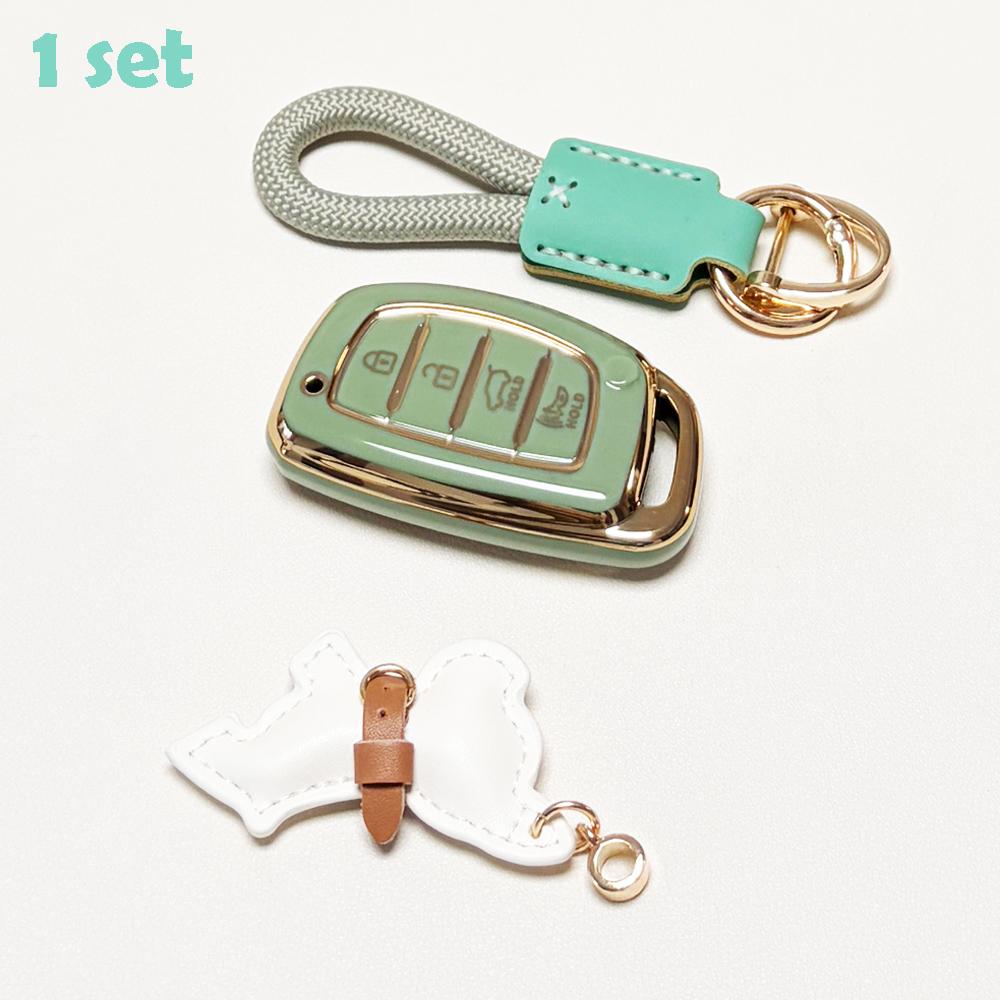 for Hyundai Car Key Cover, Soft Durable Tpu Material, Includes Keychain, Fits Hyundai 2018-2013 Sonata Tucson Elantra, 4 Buttons