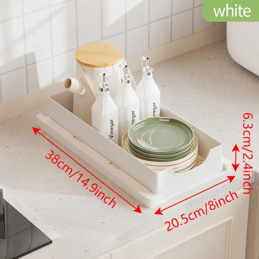 Adjustable Storage Rack, Single and Double Layer Sink Under Cabinet Organizer, Pull-Out Metal Kitchen Bathroom Shelf, Cleaner Supplies Organizer