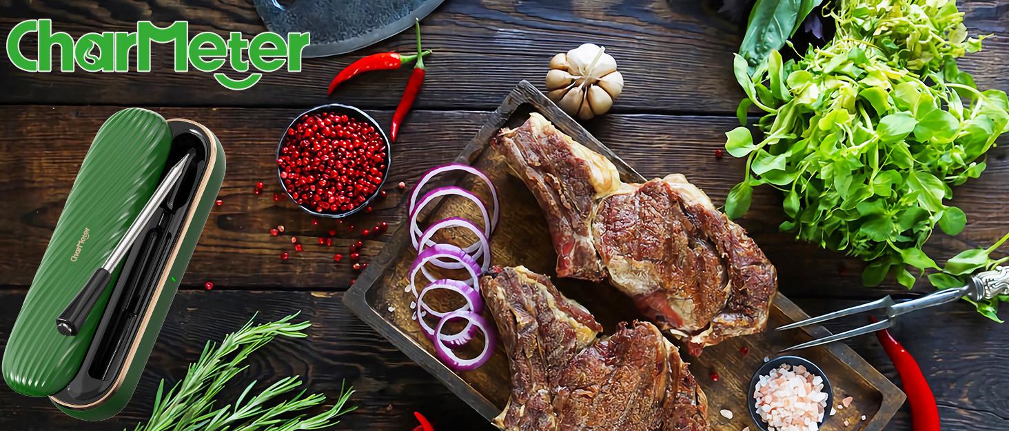 Charmeter Wireless Meat Thermometer, Bluetooth Grill Thermometer,Portable Cooking IP67 Waterproof, Perfect Smoker Accessories Gift for Kitchen Lovers