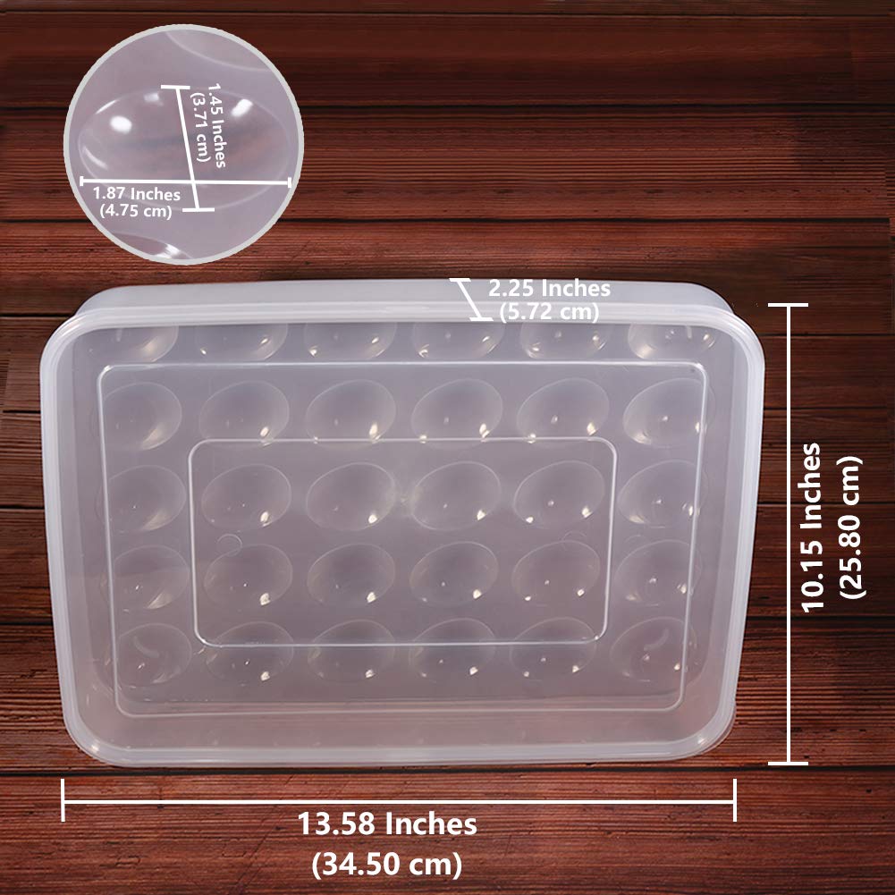 Deviled Egg Containers with Lid, (Set of 2), Plastic Deviled Egg Carrier Tray for 60 Eggs, Clear Storage Egg Holder for Refrigerator, Fridge Stackable Countertop Portable Egg Dispenser Kitchen Transparent